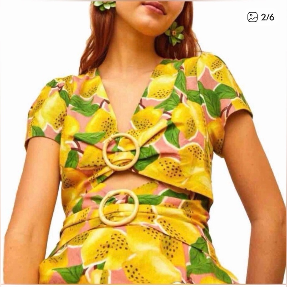 Farm Rio Yellow Lemon-Print Jumpsuit View 3
